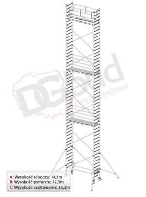 Rusztowanie przejezdne aluminiowe -STABILO 1000 | wys. rob. 14,3m