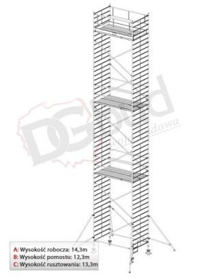 Rusztowanie przejezdne aluminiowe- STABILO 5000 | wys. rob. 14,3m